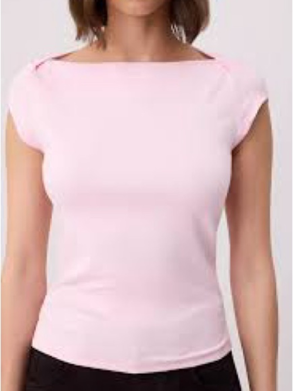 Zara Pink Boatneck Cap-Sleeve Top sz S
